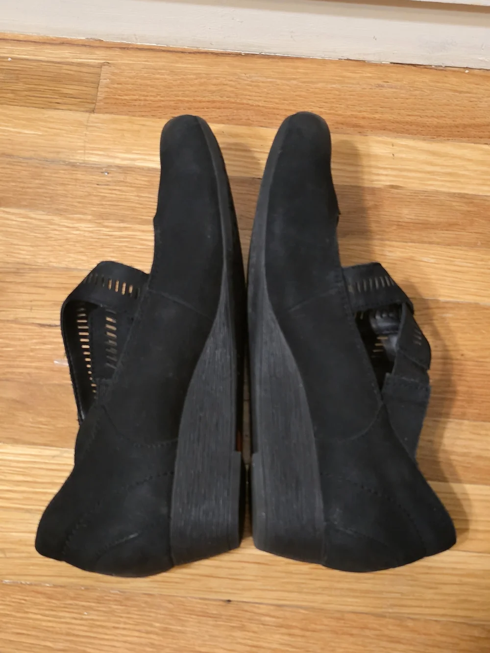Rockport Cobb Hill Sz 8 Janet black leather suede Mary Jane wedge shoes